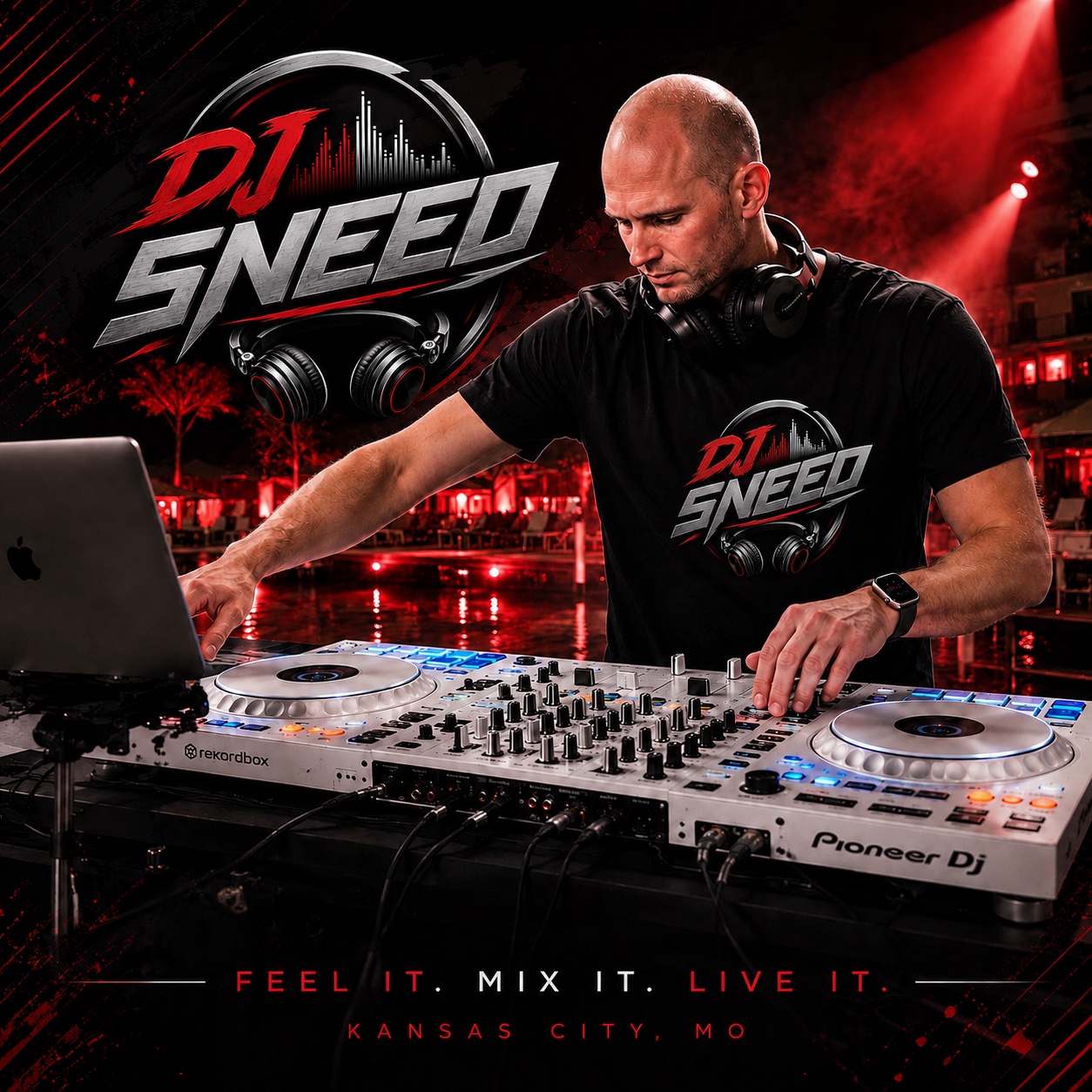 DJ Sneed performing with Pioneer DJ equipment